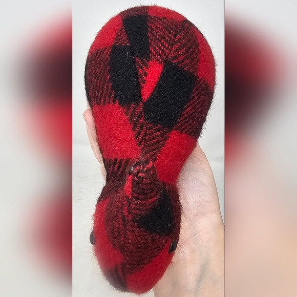 Vintage Woolrich 12" Red/black Plaid Striped Duck Pillow Doorstop EUC - Picture 8 of 11